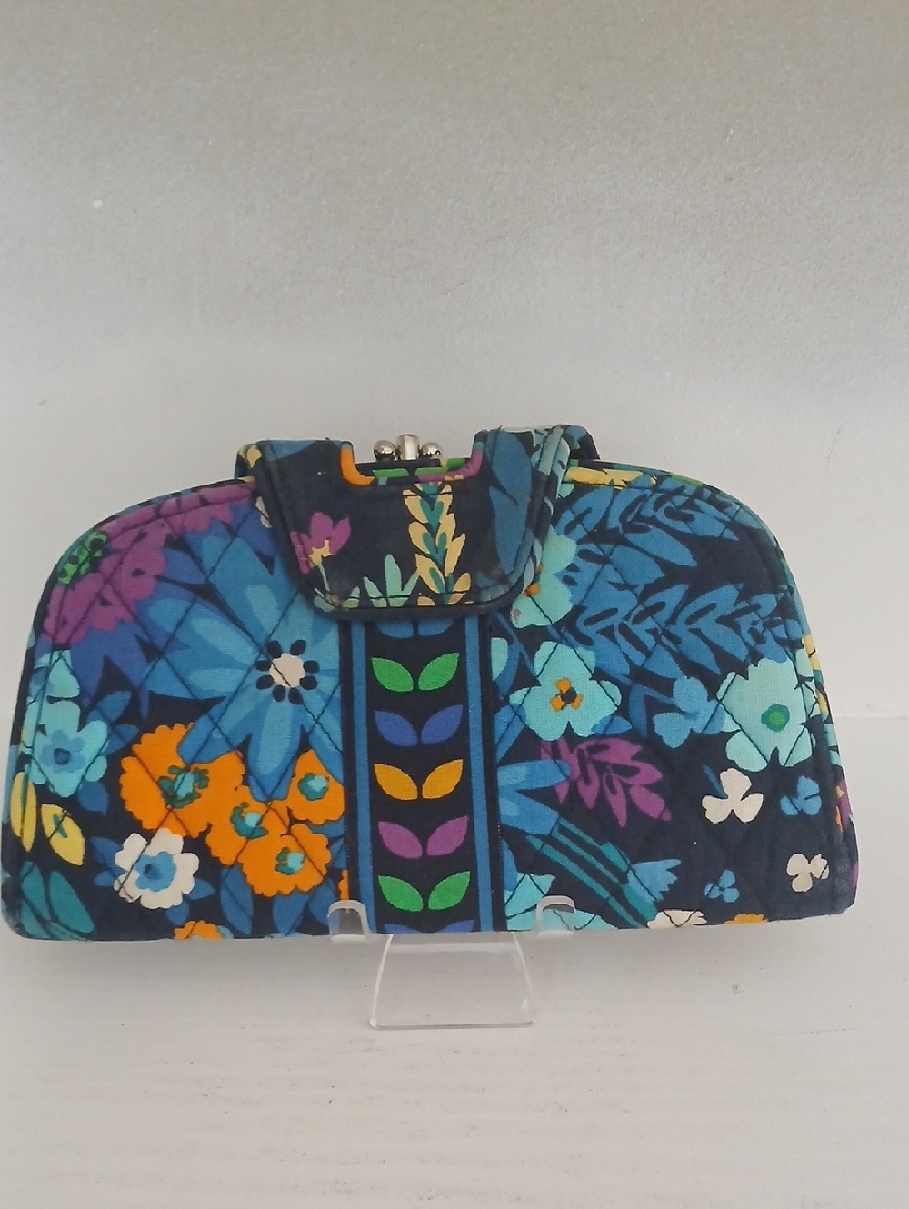Floral Quilted Clutch Wallet With Kisslock